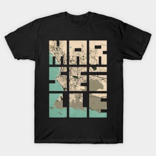 Marseille, France City Map Typography - Vintage T-Shirt